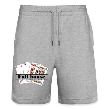 Full house banner - Stanley/Stella Trainer Unisex Organic Jogging Shorts - heather grey - Front - Nik (191cm) & Marisol (170cm)