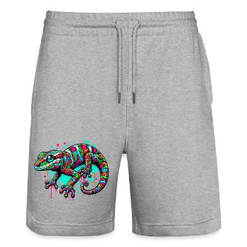 Gecko - Stanley/Stella Unisex Bio Joggingshorts Trainer  - Grau meliert - Vorne - Nik (191cm) & Marisol (170cm)