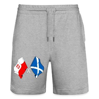 Flag Poland, flag Scotland - Stanley/Stella Trainer Unisex Organic Jogging Shorts - heather grey - Front - Nik (191cm) & Marisol (170cm)