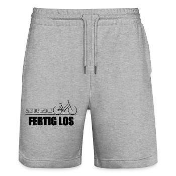 auf de Radln fertig los - auf die Räder fertig los - Stanley/Stella Unisex Bio Joggingshorts Trainer  - Grau meliert - Vorne - Nik (191cm) & Marisol (170cm)