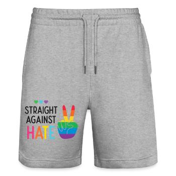 LGBT Pride Month - Direkt gegen Hass - Stanley/Stella Unisex Bio Joggingshorts Trainer  - Grau meliert - Vorne - Nik (191cm) & Marisol (170cm)