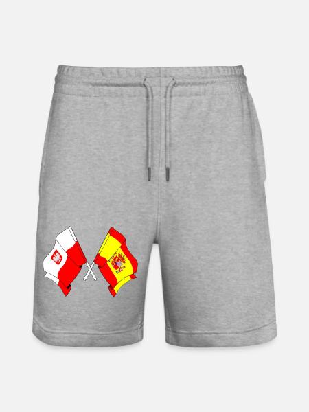 Flag Poland, flag Spain - Stanley/Stella Trainer Unisex Organic Jogging Shorts - heather grey