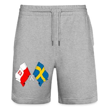 Flagge Polen und Flagge Schweden - Stanley/Stella Unisex Bio Joggingshorts Trainer  - Grau meliert - Vorne - Nik (191cm) & Marisol (170cm)