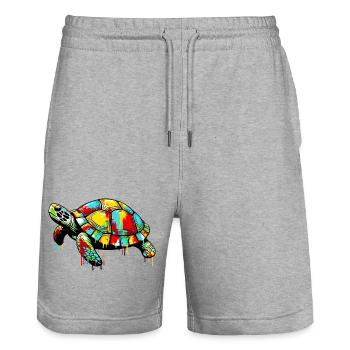 Turtle - Stanley/Stella Trainer Unisex Organic Jogging Shorts - heather grey - Front - Nik (191cm) & Marisol (170cm)