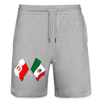 Drapeau de la Pologne, drapeau du Mexique - Short de jogging bio TRAINER Stanley/Stella unisexe - gris chiné - Devant - Nik (191cm) & Marisol (170cm)