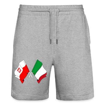 Flag Poland, flag Italy - Stanley/Stella Trainer Unisex Organic Jogging Shorts - heather grey - Front - Nik (191cm) & Marisol (170cm)