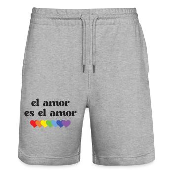 Mois de la fierté LGBT - El Amor es el Amor - Short de jogging bio TRAINER Stanley/Stella unisexe - gris chiné - Devant - Nik (191cm) & Marisol (170cm)