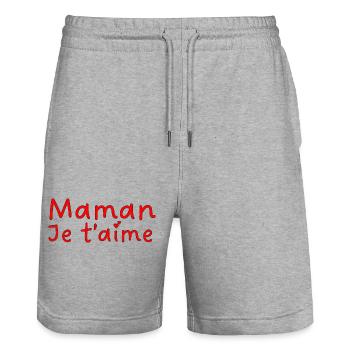 Maman je t aime - Short de jogging bio TRAINER Stanley/Stella unisexe - gris chiné - Devant - Nik (191cm) & Marisol (170cm)