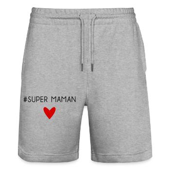 BONNE FÊTE MAMAN. MAMAN. FÊTE DES MÈRES - Short de jogging bio TRAINER Stanley/Stella unisexe - gris chiné - Devant - Nik (191cm) & Marisol (170cm)