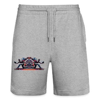 Dynamische, farbenfrohe Bowler in Aktion - Stanley/Stella Unisex Bio Joggingshorts Trainer  - Grau meliert - Vorne - Nik (191cm) & Marisol (170cm)