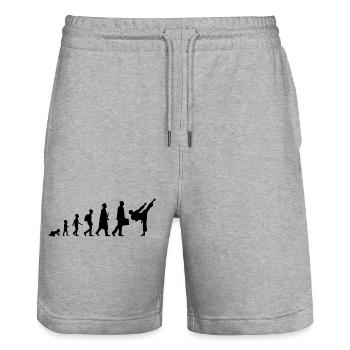 Development of a Karateka - Stanley/Stella Trainer Unisex Organic Jogging Shorts - heather grey - Front - Nik (191cm) & Marisol (170cm)