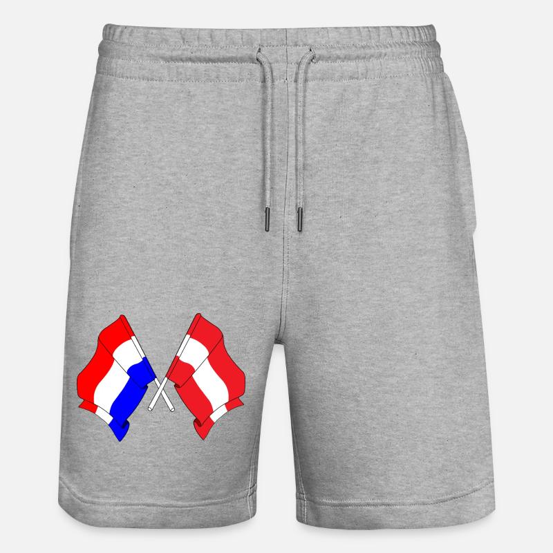 Drapeau Pays-Bas, drapeau Autriche - Short de jogging bio TRAINER Stanley/Stella unisexe - gris chiné