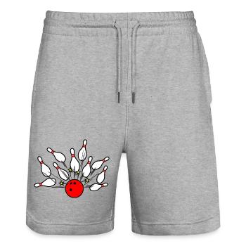 Bowling Strike Roter Ball - Stanley/Stella Unisex Bio Joggingshorts Trainer  - Grau meliert - Vorne - Nik (191cm) & Marisol (170cm)