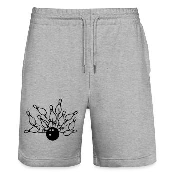 Bowling strike - Stanley/Stella Trainer Unisex Organic Jogging Shorts - heather grey - Front - Nik (191cm) & Marisol (170cm)