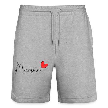 MOTHER'S DAY. HEART. HAPPY BIRTHDAY. MOM - Stanley/Stella Trainer Unisex Organic Jogging Shorts - heather grey - Front - Nik (191cm) & Marisol (170cm)