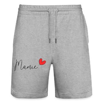 MAMIE. MAMAN. FÊTE DES MÈRES - Short de jogging bio TRAINER Stanley/Stella unisexe - gris chiné - Devant - Nik (191cm) & Marisol (170cm)