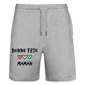 MOM. MOTHER'S DAY. HEART. HAPPY BIRTHDAY - Stanley/Stella Trainer Unisex Organic Jogging Shorts - heather grey - Front - Nik (191cm) & Marisol (170cm)