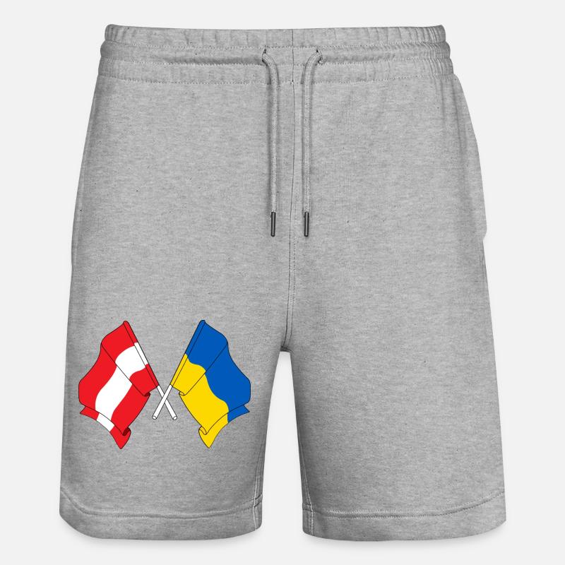 Drapeau Autriche drapeau Ukraine - Short de jogging bio TRAINER Stanley/Stella unisexe - gris chiné
