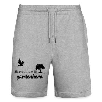 Héros du jardin - Héroïne du jardin - Short de jogging bio TRAINER Stanley/Stella unisexe - gris chiné - Devant - Nik (191cm) & Marisol (170cm)