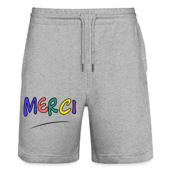 VIELEN DANK. GELIEBTE. MEISTER. DANKE HERRIN - Stanley/Stella Unisex Bio Joggingshorts Trainer  - Grau meliert - Vorne - Nik (191cm) & Marisol (170cm)