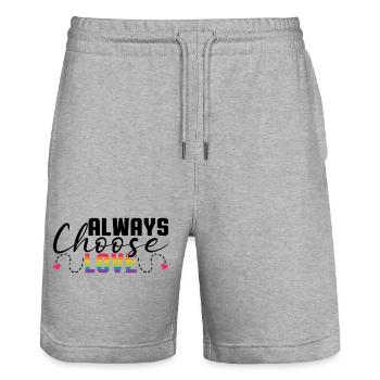 LGBT Pride Month - Liebe ist Liebe - Stanley/Stella Unisex Bio Joggingshorts Trainer  - Grau meliert - Vorne - Nik (191cm) & Marisol (170cm)