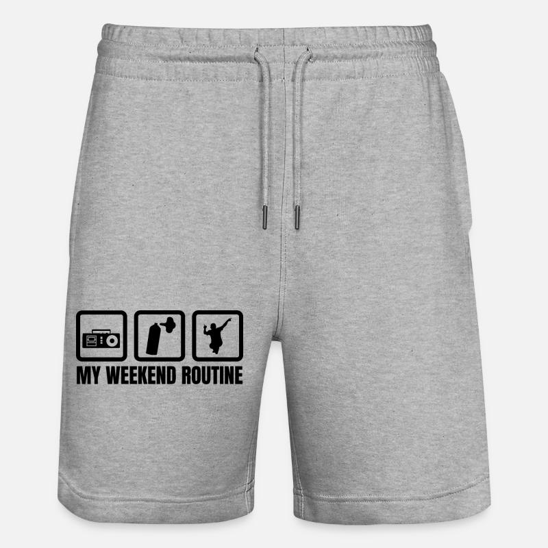 Meine Wochenendroutine - Stanley/Stella Unisex Bio Joggingshorts Trainer  - Grau meliert