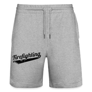 Firefighting - Stanley/Stella Trainer Unisex Organic Jogging Shorts - heather grey - Front - Nik (191cm) & Marisol (170cm)
