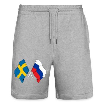 Drapeau Suède drapeau Russie - Short de jogging bio TRAINER Stanley/Stella unisexe - gris chiné - Devant - Nik (191cm) & Marisol (170cm)
