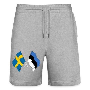Flagge Schweden, Flagge Estland - Stanley/Stella Unisex Bio Joggingshorts Trainer  - Grau meliert - Vorne - Nik (191cm) & Marisol (170cm)