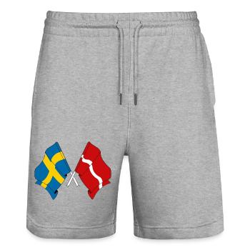 Schweden-Flagge, Lettland-Flagge - Stanley/Stella Unisex Bio Joggingshorts Trainer  - Grau meliert - Vorne - Nik (191cm) & Marisol (170cm)