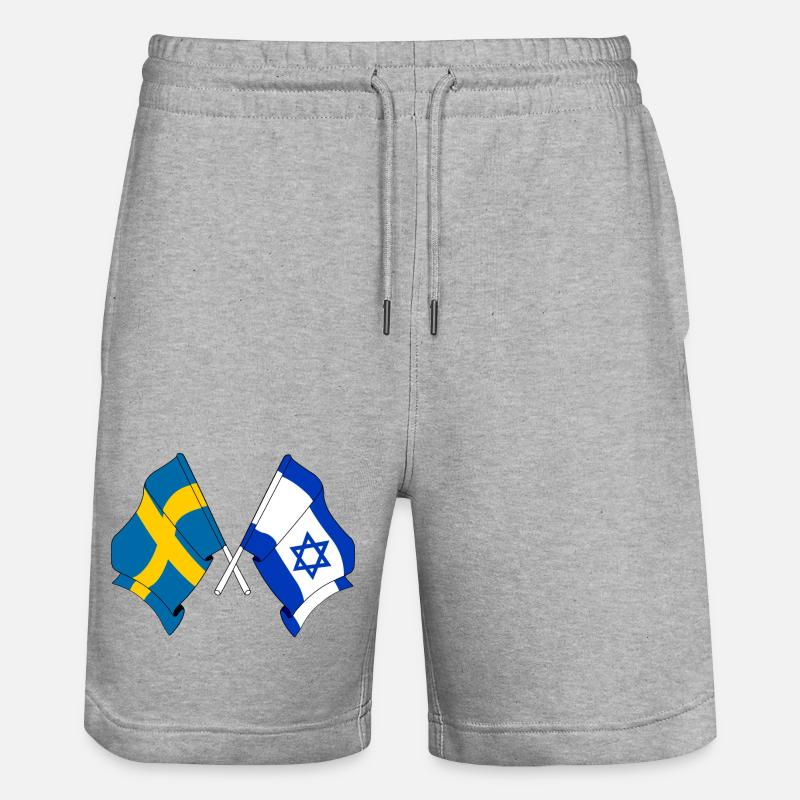 Drapeau de la Suède, drapeau d’Israël - Short de jogging bio TRAINER Stanley/Stella unisexe - gris chiné