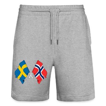 Flagge Schweden, Flagge Norwegen - Stanley/Stella Unisex Bio Joggingshorts Trainer  - Grau meliert - Vorne - Nik (191cm) & Marisol (170cm)