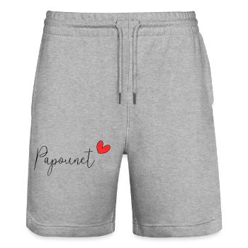 PAPOUNET. DAD. FATHER'S DAY. HAPPY FATHER'S DAY - Stanley/Stella Trainer Unisex Organic Jogging Shorts - heather grey - Front - Nik (191cm) & Marisol (170cm)
