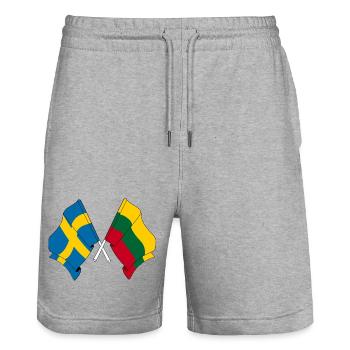Flagge Schweden, Flagge Litauen - Stanley/Stella Unisex Bio Joggingshorts Trainer  - Grau meliert - Vorne - Nik (191cm) & Marisol (170cm)