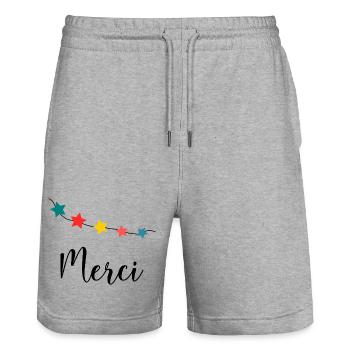 THANK YOU. MISTRESS. MASTER. THANK YOU MISTRESS - Stanley/Stella Trainer Unisex Organic Jogging Shorts - heather grey - Front - Nik (191cm) & Marisol (170cm)
