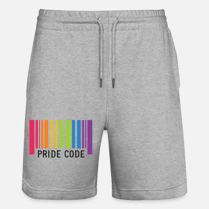 LGBT Pride Month - Pride Code - Stanley/Stella Trainer Unisex Organic Jogging Shorts - heather grey