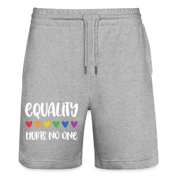 Mois de la fierté LGBT - L’égalité ne fait de mal à personne - Short de jogging bio TRAINER Stanley/Stella unisexe - gris chiné - Devant - Nik (191cm) & Marisol (170cm)