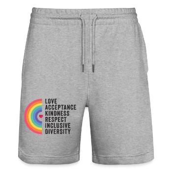 LGBT Pride Month - Liebe. Akzeptanz. Freundlichkeit. - Stanley/Stella Unisex Bio Joggingshorts Trainer  - Grau meliert - Vorne - Nik (191cm) & Marisol (170cm)