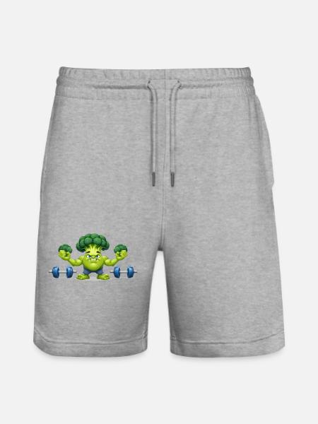 Broccoli Weightlifters - Stanley/Stella Trainer Unisex Organic Jogging Shorts - heather grey