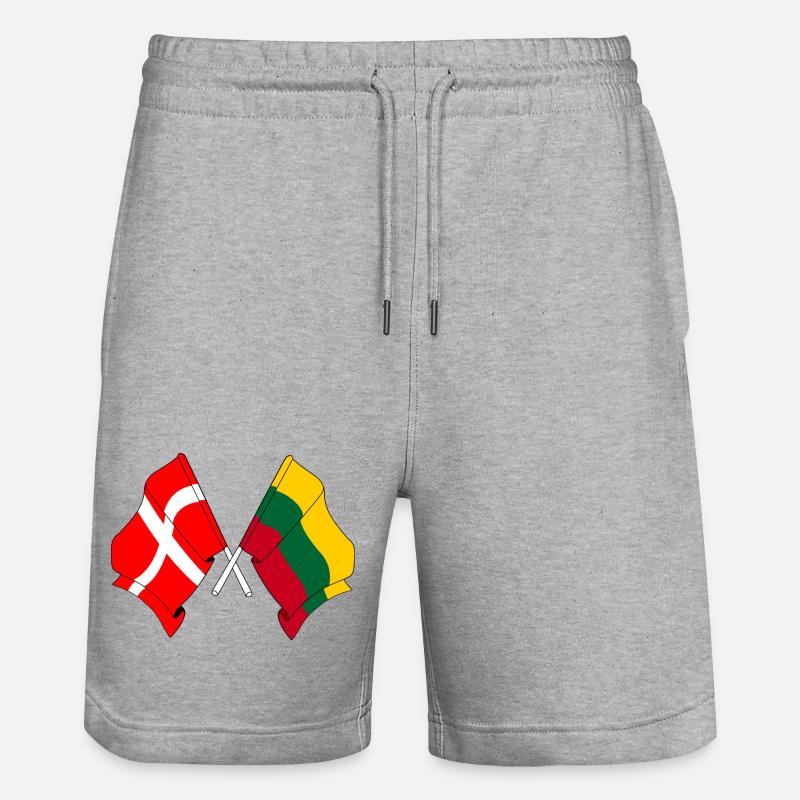 Drapeau Danemark, drapeau Lituanie - Short de jogging bio TRAINER Stanley/Stella unisexe - gris chiné