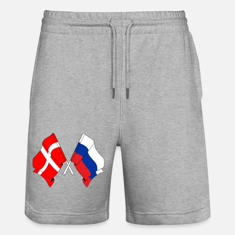 Drapeau Danemark, drapeau Russie - Short de jogging bio TRAINER Stanley/Stella unisexe - gris chiné