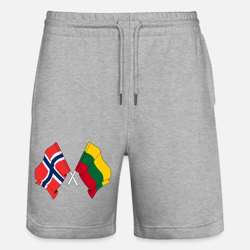 Drapeau Norvège, drapeau Lituanie - Short de jogging bio TRAINER Stanley/Stella unisexe - gris chiné