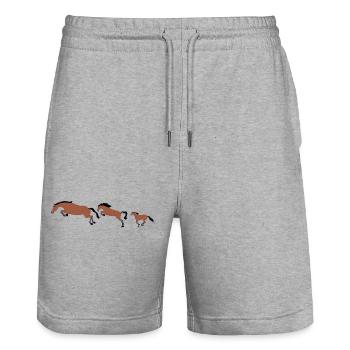Série de Chevaux en Mouvement - Short de jogging bio TRAINER Stanley/Stella unisexe - gris chiné - Devant - Nik (191cm) & Marisol (170cm)