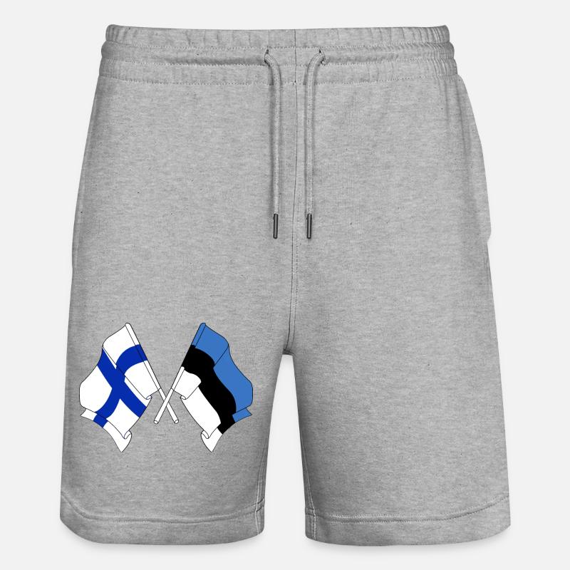 Drapeau Finlande, drapeau Estonie - Short de jogging bio TRAINER Stanley/Stella unisexe - gris chiné