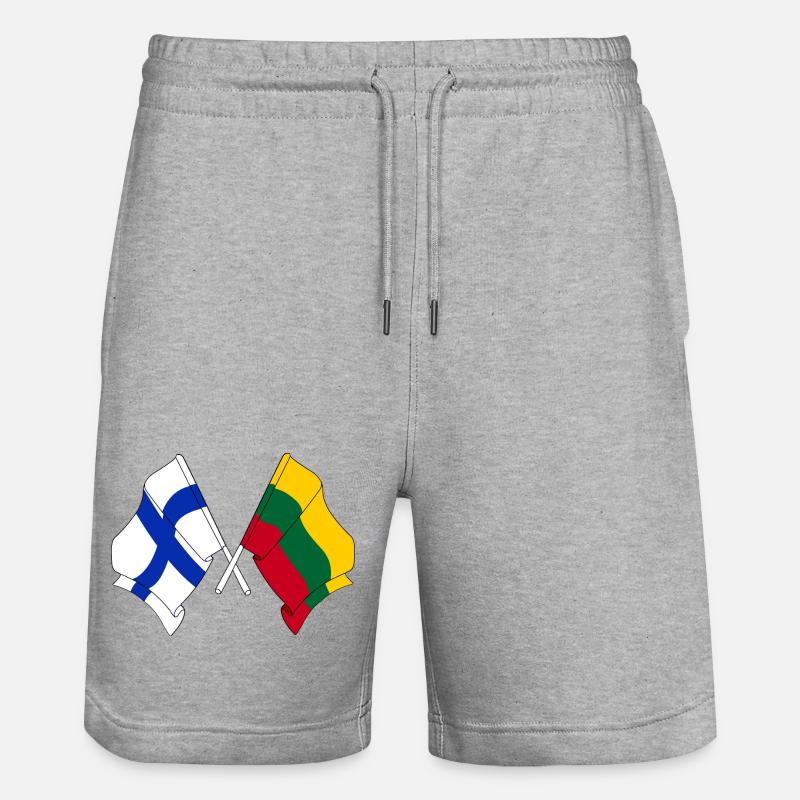 Drapeau Finlande, Drapeau Lituanie - Short de jogging bio TRAINER Stanley/Stella unisexe - gris chiné