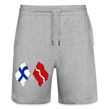 Flagge Finnland, Flagge Lettland - Stanley/Stella Unisex Bio Joggingshorts Trainer  - Grau meliert - Vorne - Nik (191cm) & Marisol (170cm)