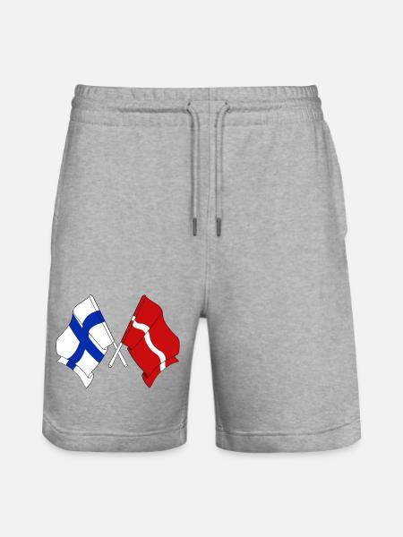 Flag Finland, flag Latvia - Stanley/Stella Trainer Unisex Organic Jogging Shorts - heather grey