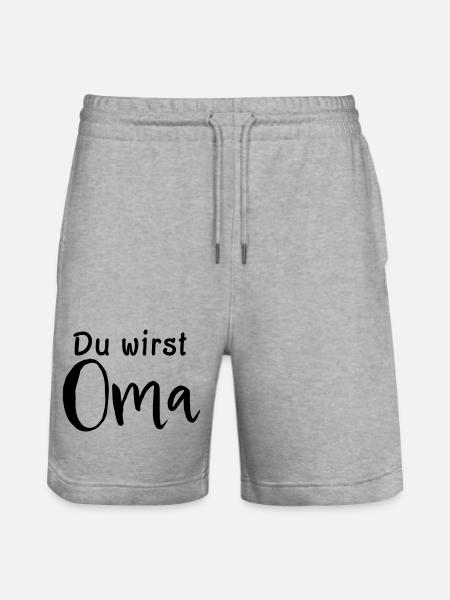 Du wirst Oma - Stanley/Stella Unisex Bio Joggingshorts Trainer - Grau meliert