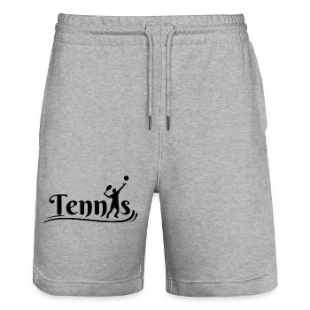 tennis, jouer au tennis, club de tennis - Short de jogging bio TRAINER Stanley/Stella unisexe - gris chiné - Devant - Nik (191cm) & Marisol (170cm)