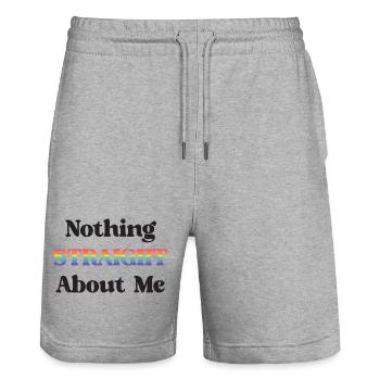 LGBT Pride Month - Nichts Gerades über mich - Stanley/Stella Unisex Bio Joggingshorts Trainer  - Grau meliert - Vorne - Nik (191cm) & Marisol (170cm)
